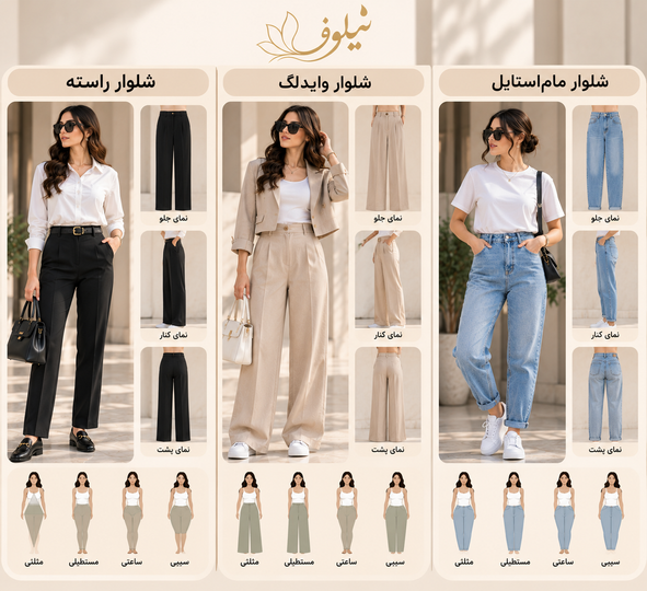 راهنمای انتخاب شلوار زنانه؛ از شلوار وایدلگ تا راسته و ماماستایل