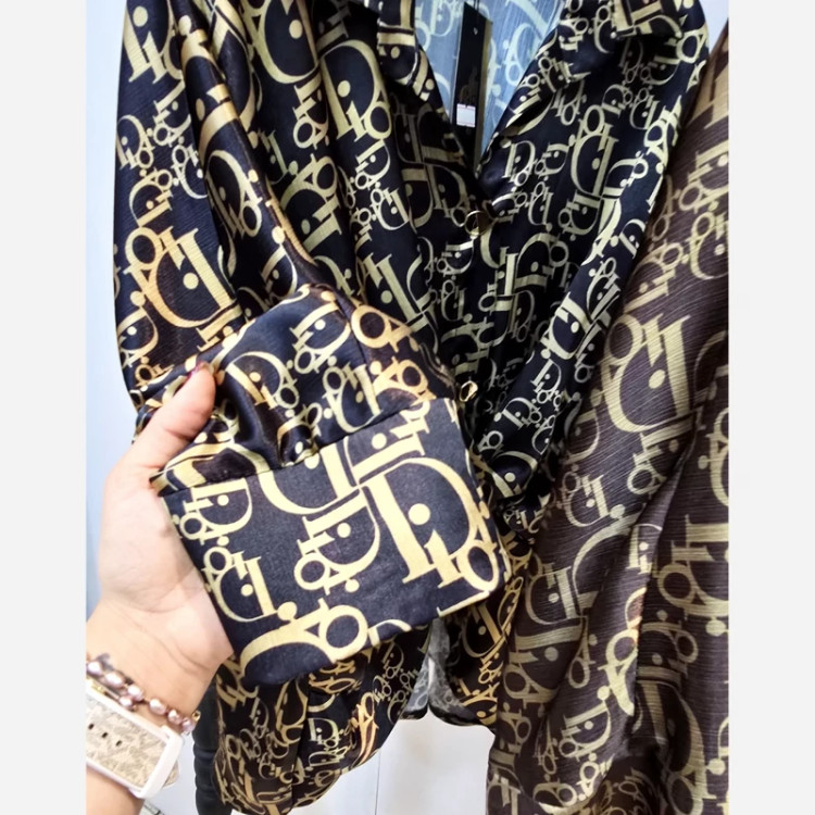 شومیز ساتن حریر مجلسی زنانه دیور مدل جلو پیچ