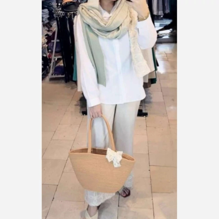 ست وست و شلوار لینن زنانه تور دوزی مزونی