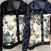 بامبر زنانه جین روبان دوزی دانتل طرحدار مزونی